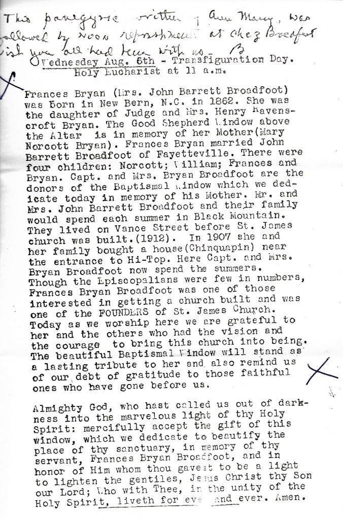 Dedication of church window in memory of SFBB 1975