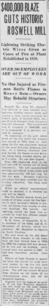 Roswell Mill Fire