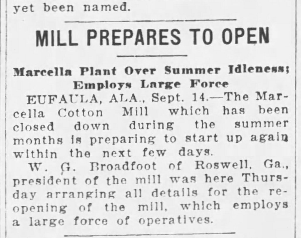 WGB, President Marcella Cotton Mill in Eufaula, AL